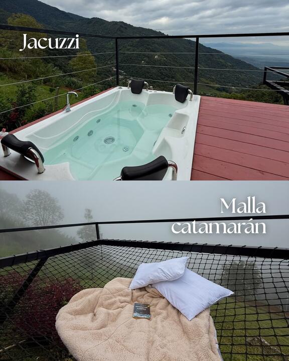 Jacuzzi y malla catamarán en la terraza
